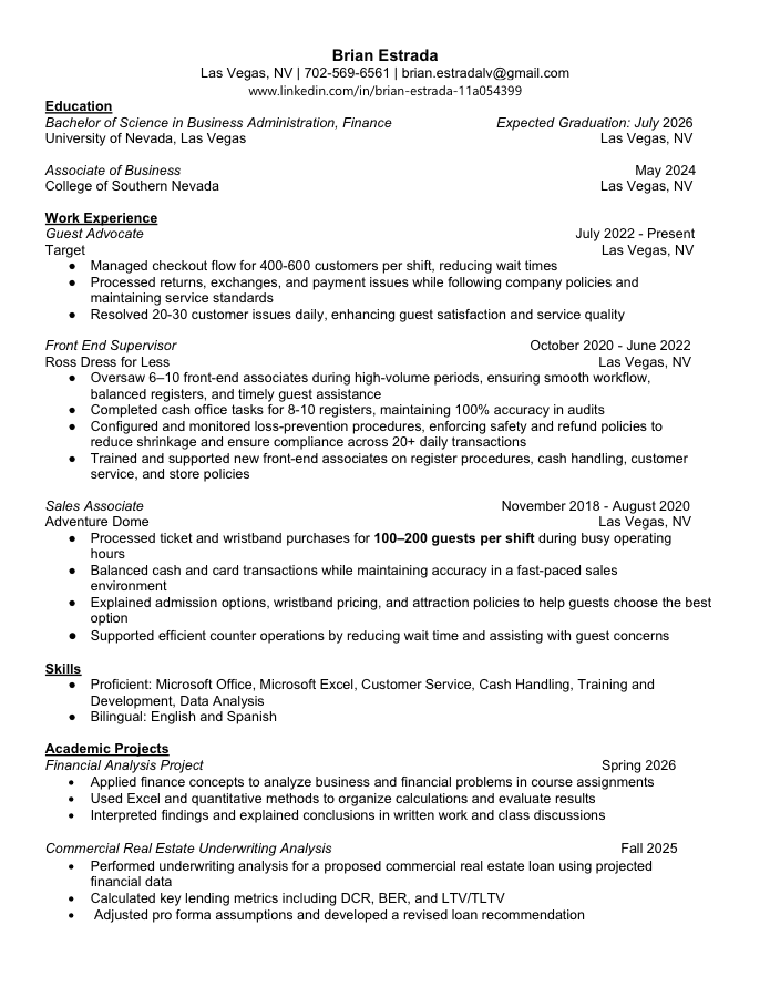 Preview of Brian Estrada's resume